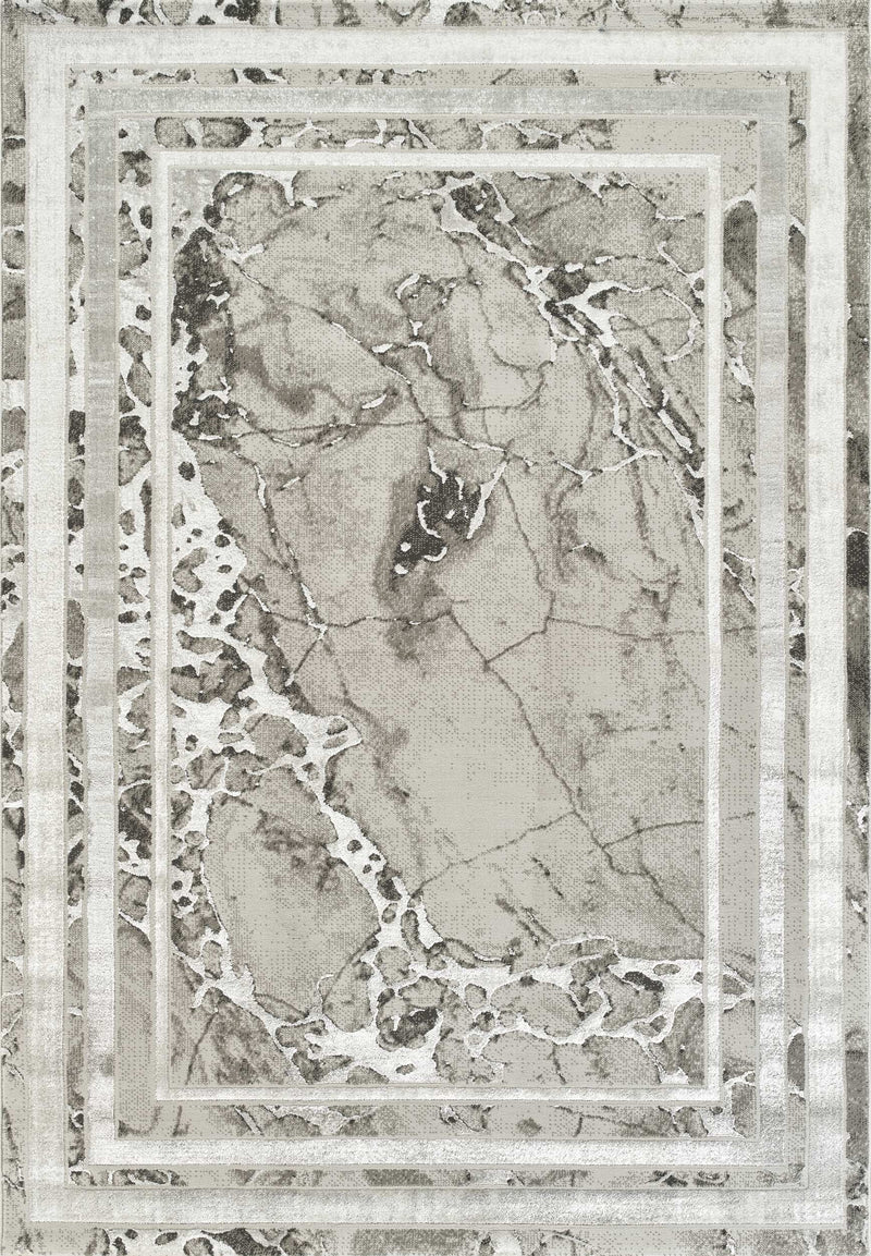 Elmas T502B Modern Area Rug L.Grey White