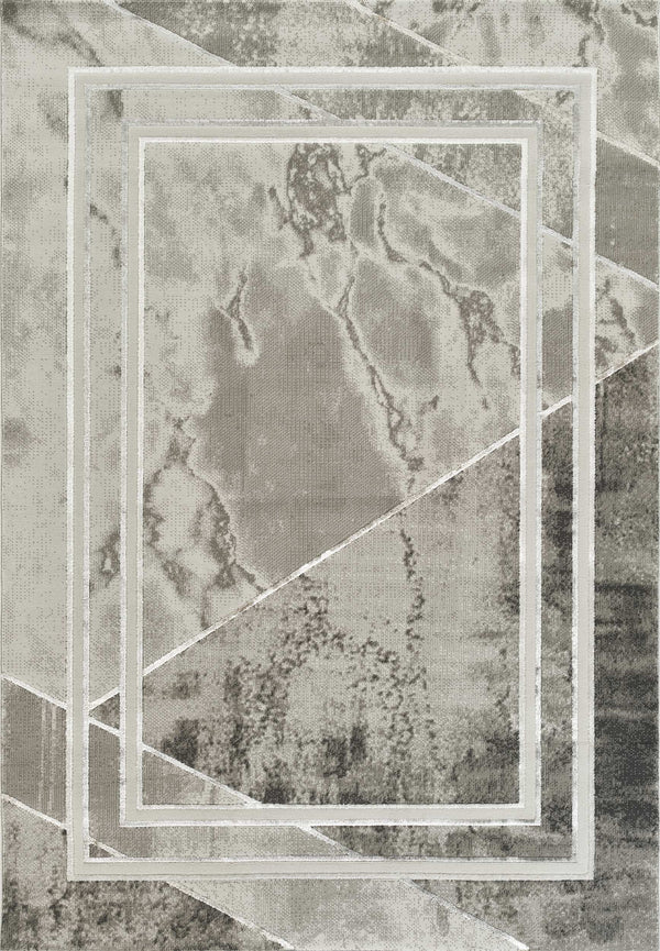 Elmas T510A Modern Area Rug L.Grey White