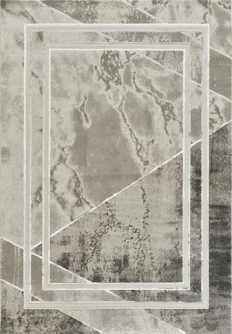 Elmas T510A Modern Area Rug L.Grey White