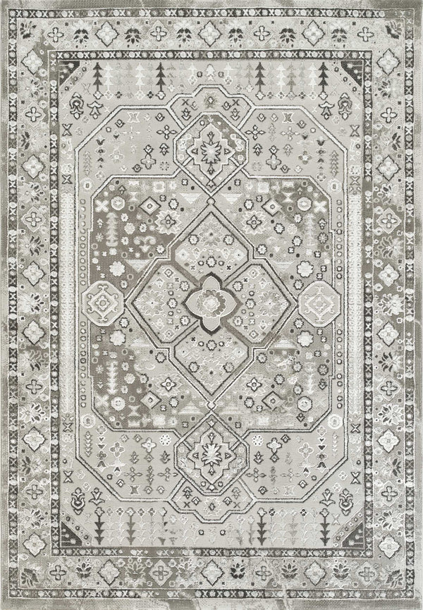 Elmas T529A Modern Area Rug L.Grey White