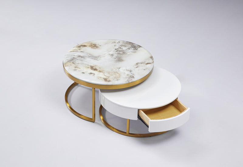 Tiba Coffee Table Marble Top Stainless Steel Gold