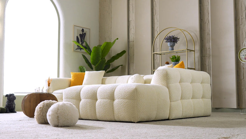 Teddy Luxury Velvet Corner Sofa Set Cream