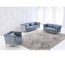 Cara Velvet Sofa Set Light Blue