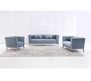 Cara Velvet Sofa Set Light Blue