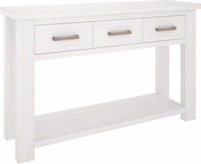 Alaska Console Table with 3 Drawers and Shelf Brushed White
