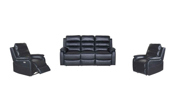 Moscow Electoric Recliner Thick Leather Sofa Set Black