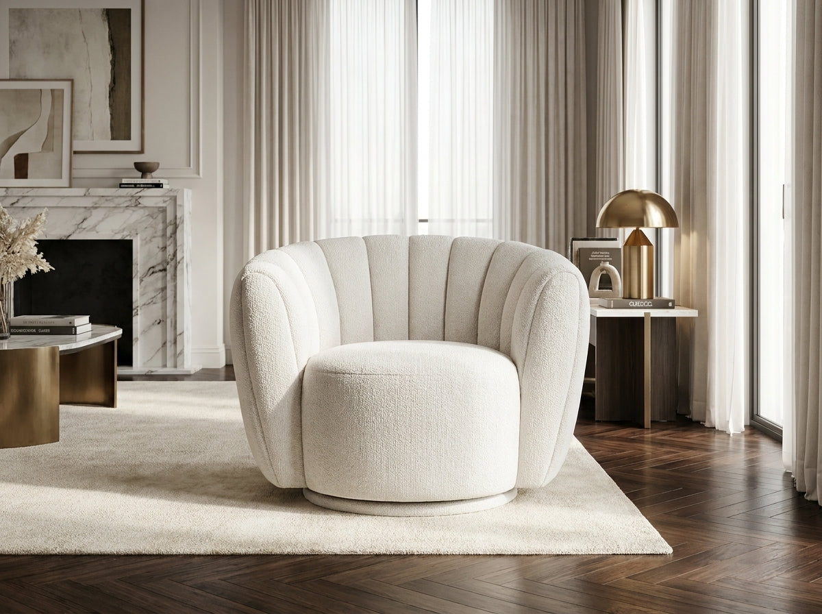 Cairo Modern Fabric Accent Chair Cream