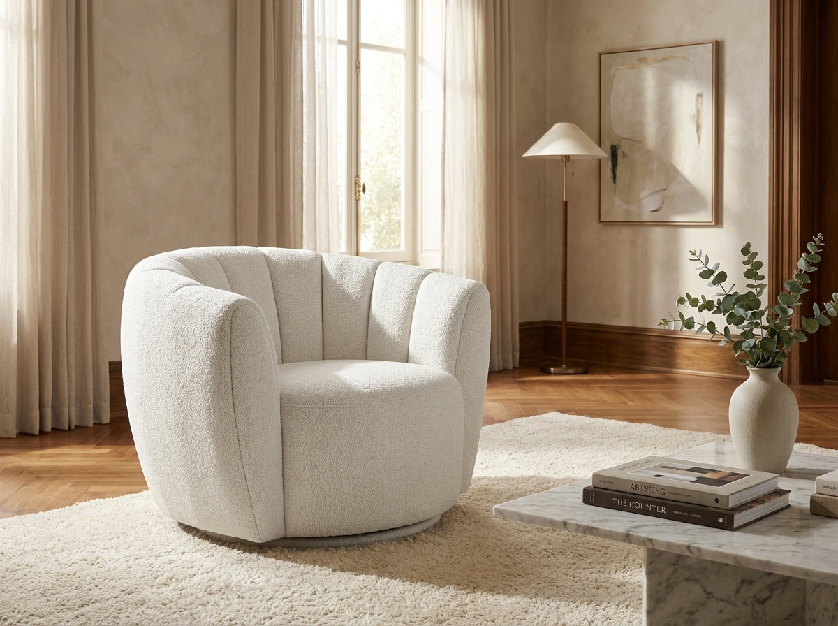 Cairo Modern Fabric Accent Chair Cream
