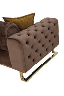 Zurih Luxury Velvet Sofa Set Brown and Beige