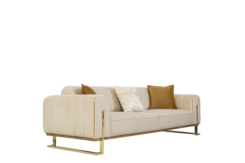 Zurih Luxury Velvet Sofa Set Brown and Beige