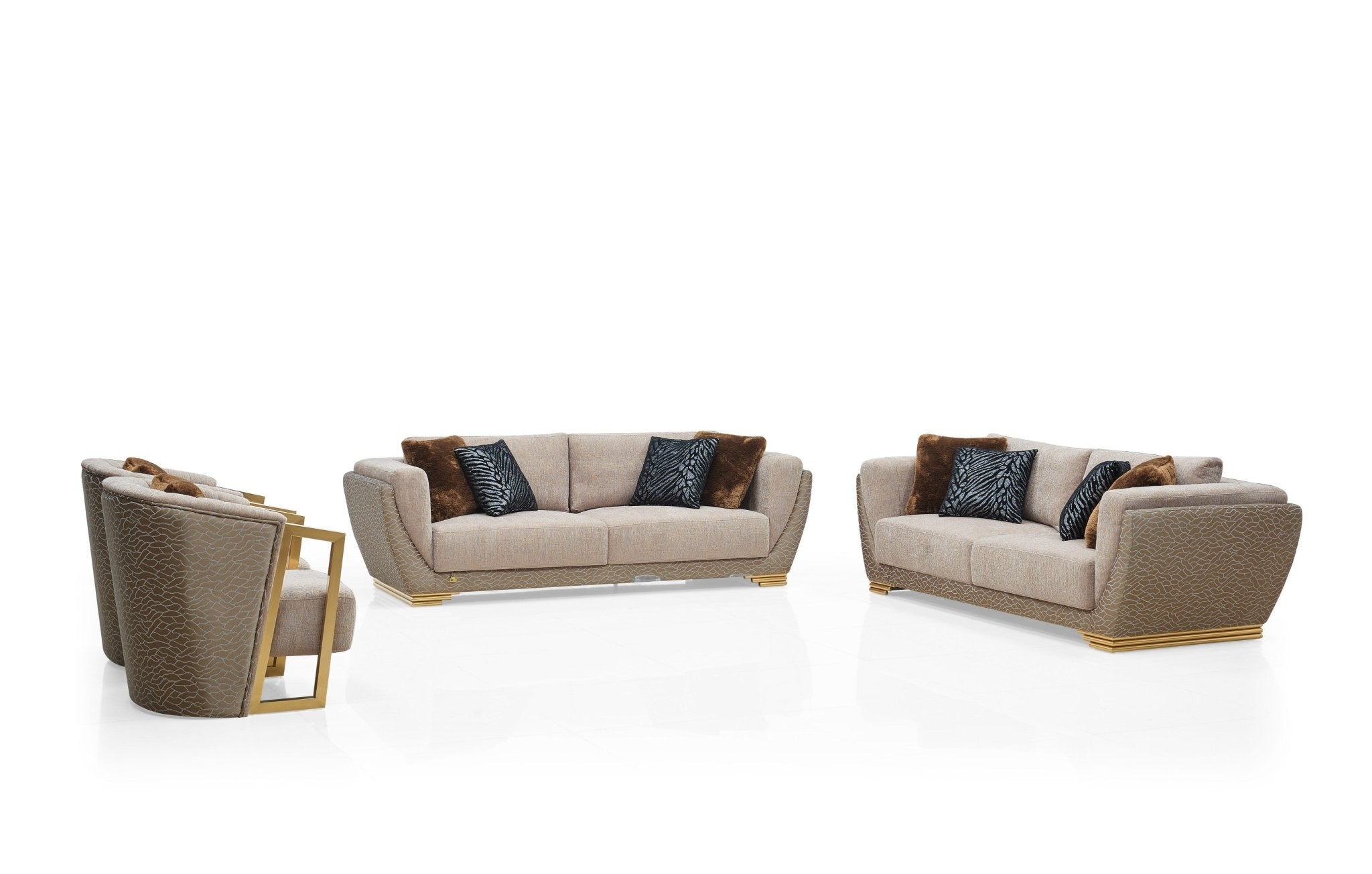 Acacia Modern Luxury Velvet Sofa Set Beige - Quality Rugs and Furniture