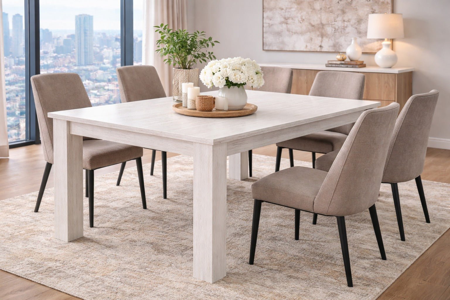 Alaska Modern Dining Table Brushed White - Quality Rugs and Furniture