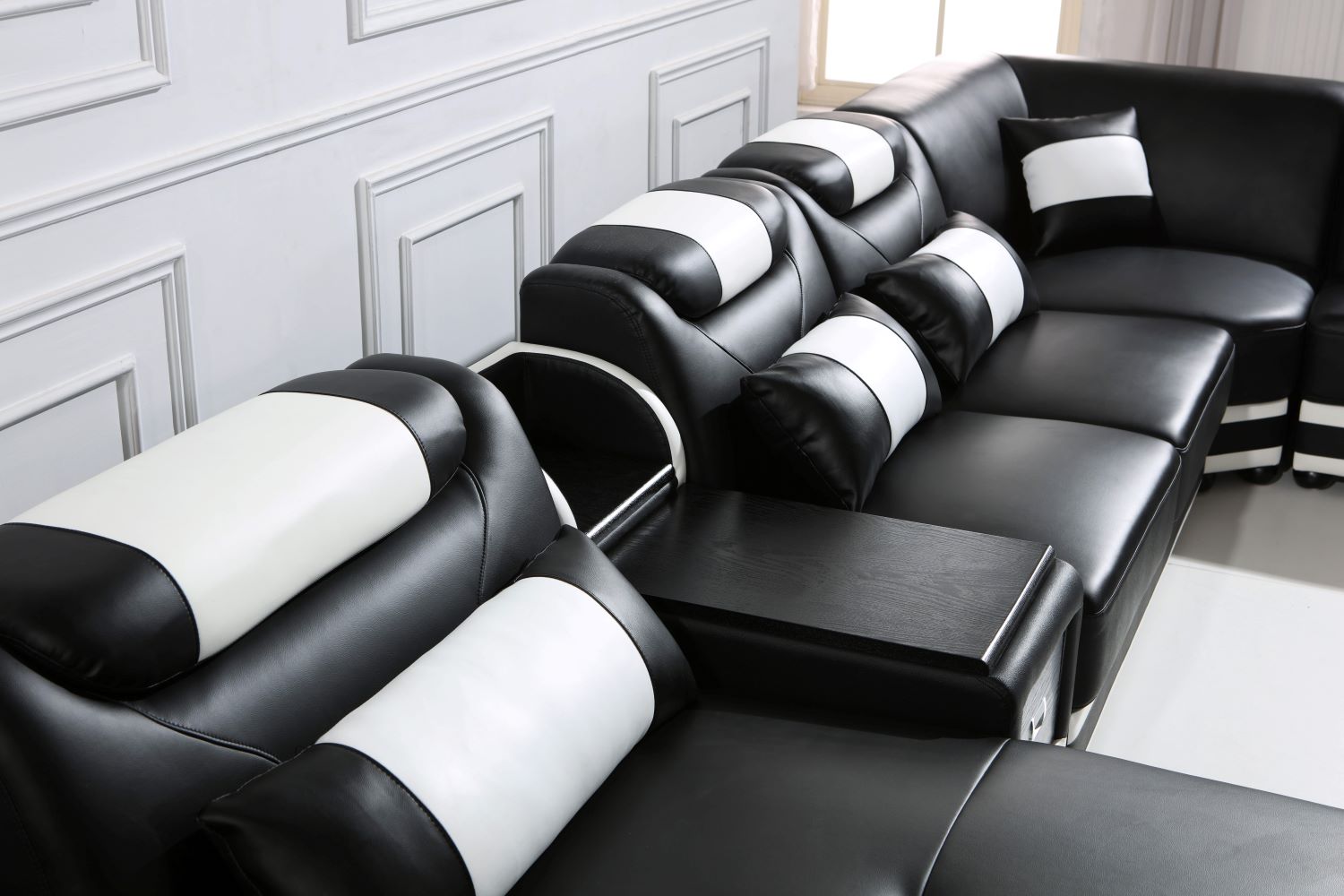 Alexes Hight Quality Genuine Leather Lounge Black White - Quality Rugs and Furniture