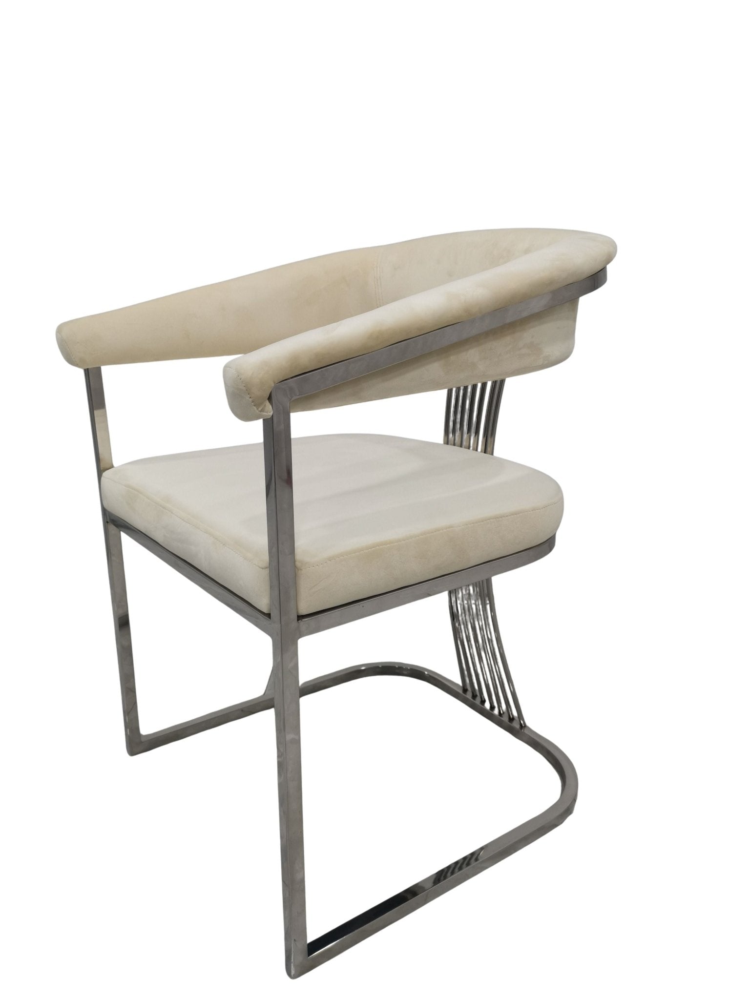 Amira Velvet Stainless Steel Modern Dining Chair Grey Silver - Quality Rugs and Furniture