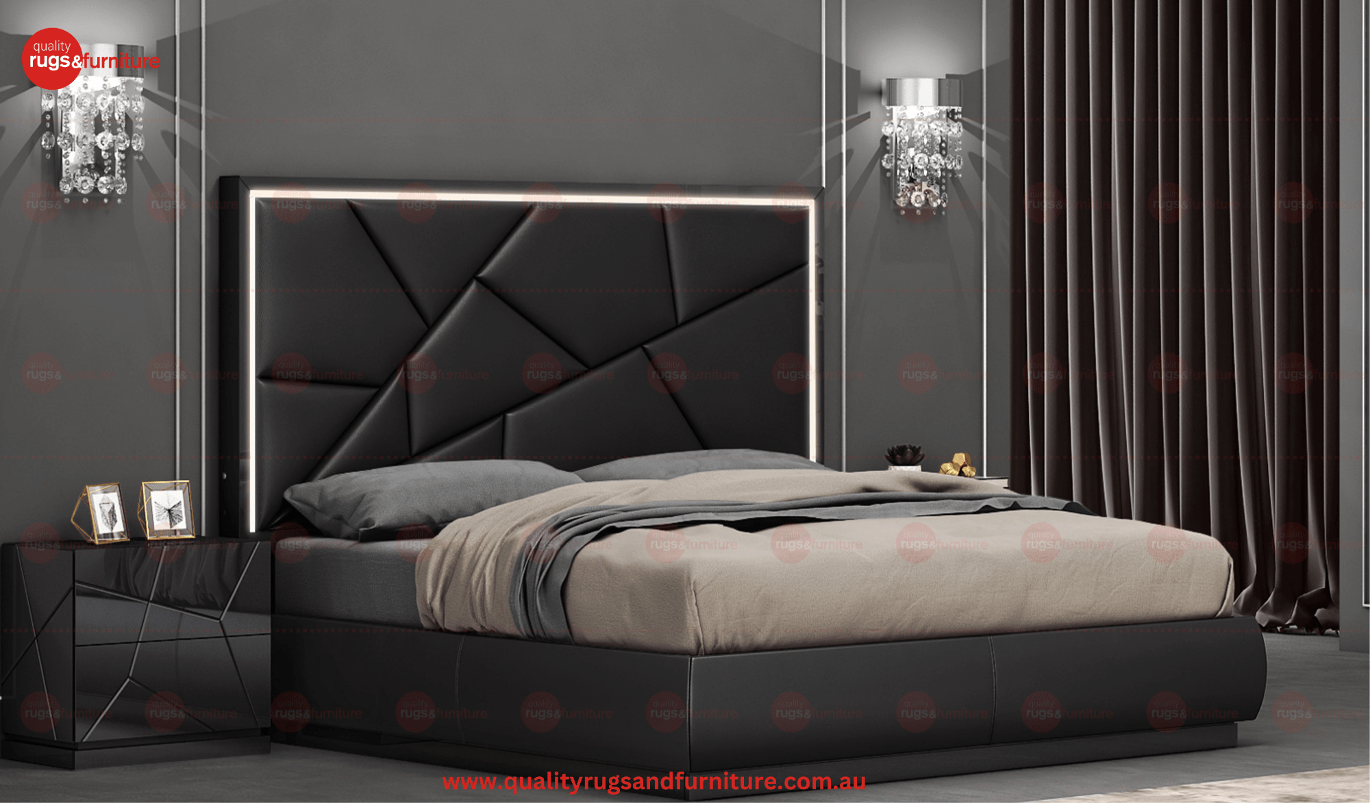 Andes Bedroom Suite Luxury Modern Black - Quality Rugs and Furniture
