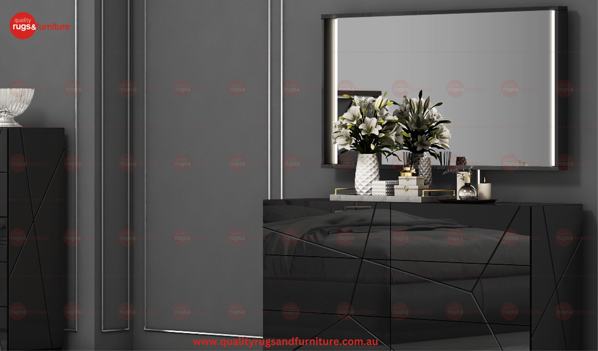 Andes Bedroom Suite Luxury Modern Black - Quality Rugs and Furniture