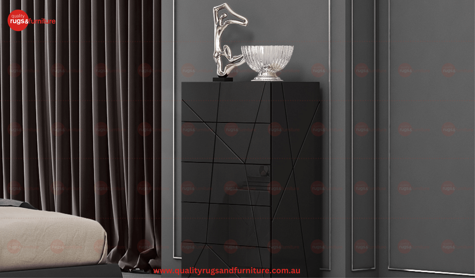 Andes Bedroom Suite Luxury Modern Black - Quality Rugs and Furniture