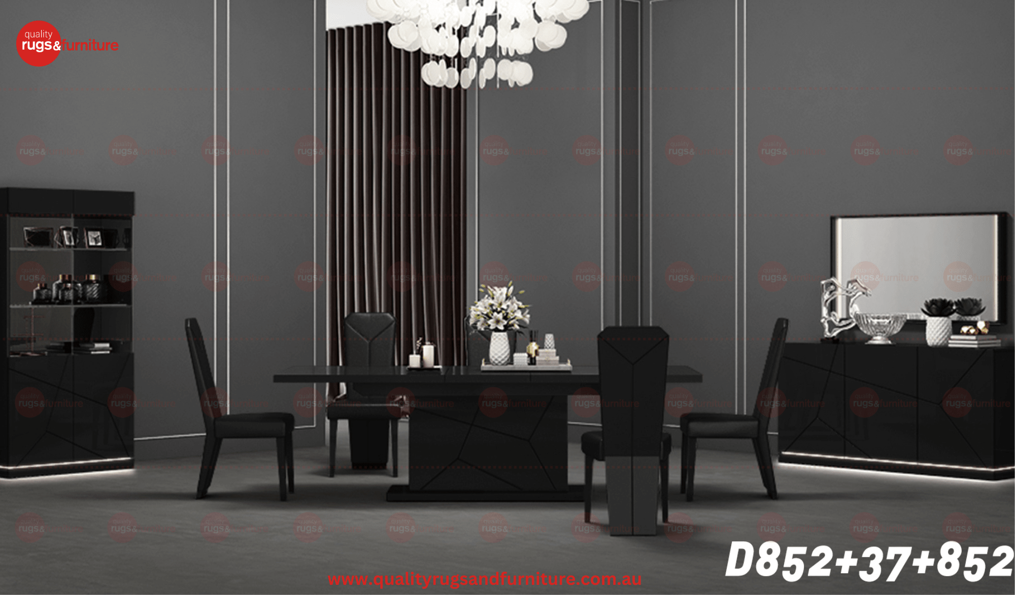 Andes Modern Luxury Dining Table Glass Top Black - Quality Rugs and Furniture