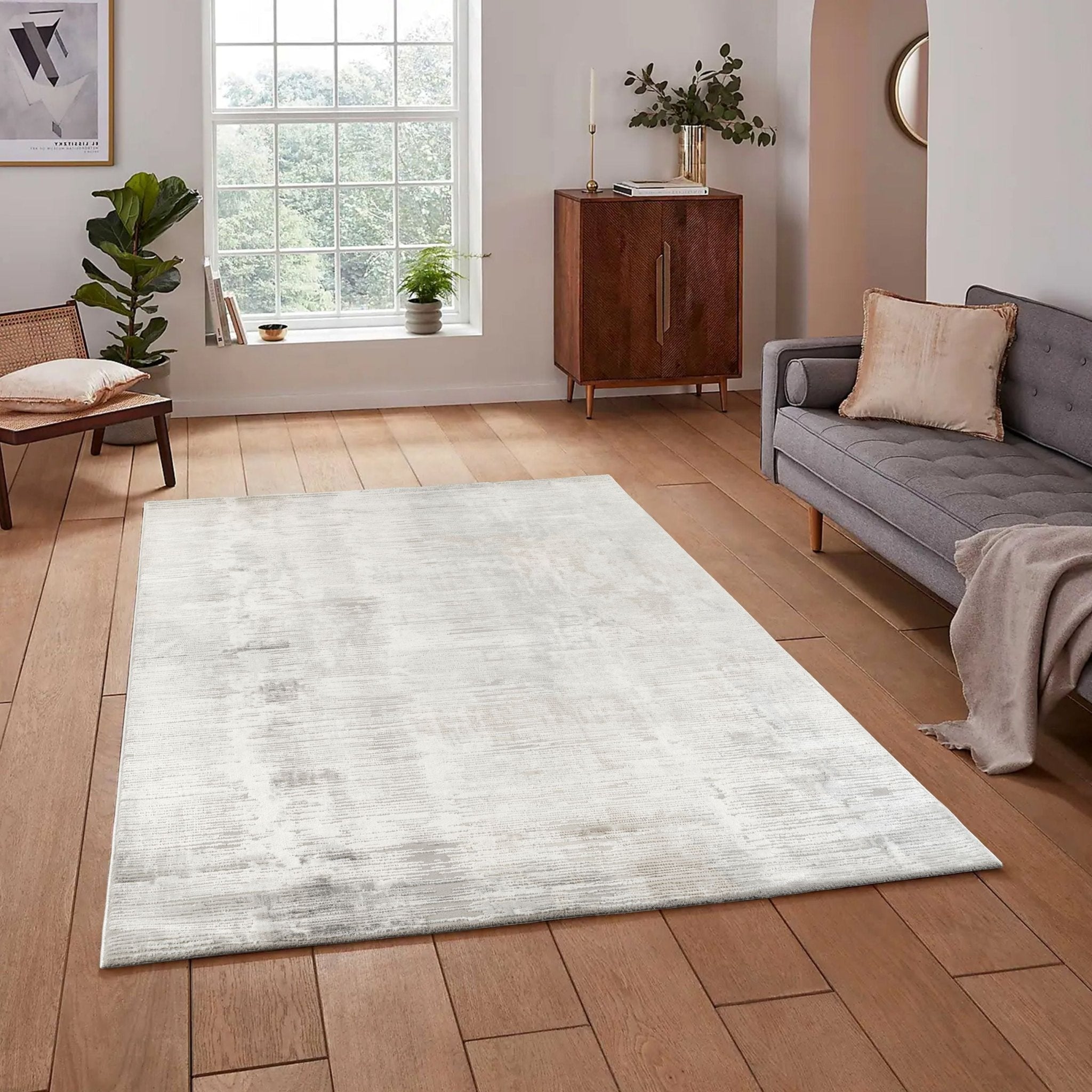 Anemon T015B Modern Area Rug Crem Silver - Quality Rugs and Furniture