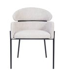 Anya Modern Dining Chair Kansas Beige Fabric with Matt Black Legs - Quality Rugs and Furniture