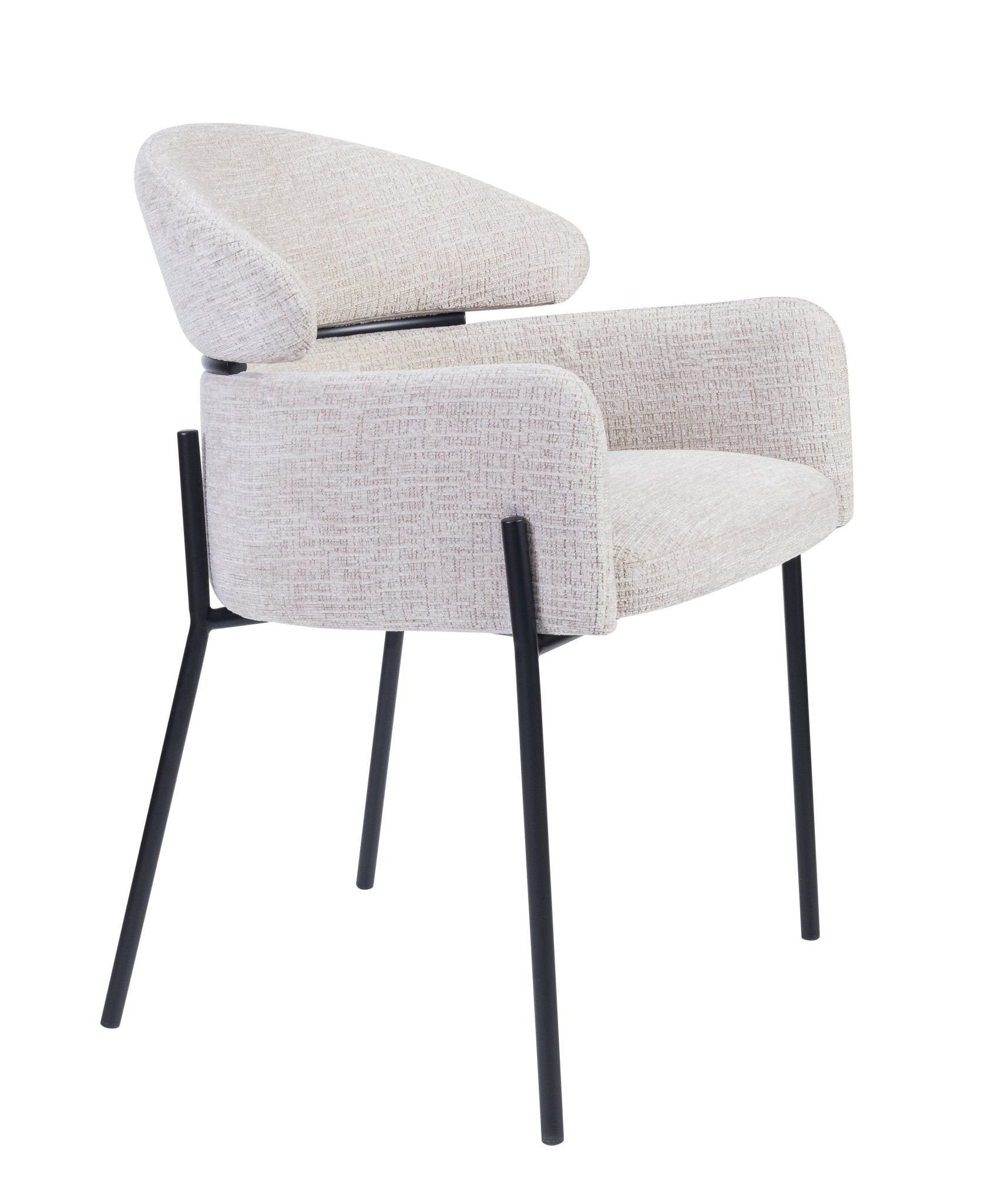 Anya Modern Dining Chair Kansas Beige Fabric with Matt Black Legs - Quality Rugs and Furniture