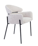 Anya Modern Dining Chair Kansas Beige Fabric with Matt Black Legs - Quality Rugs and Furniture