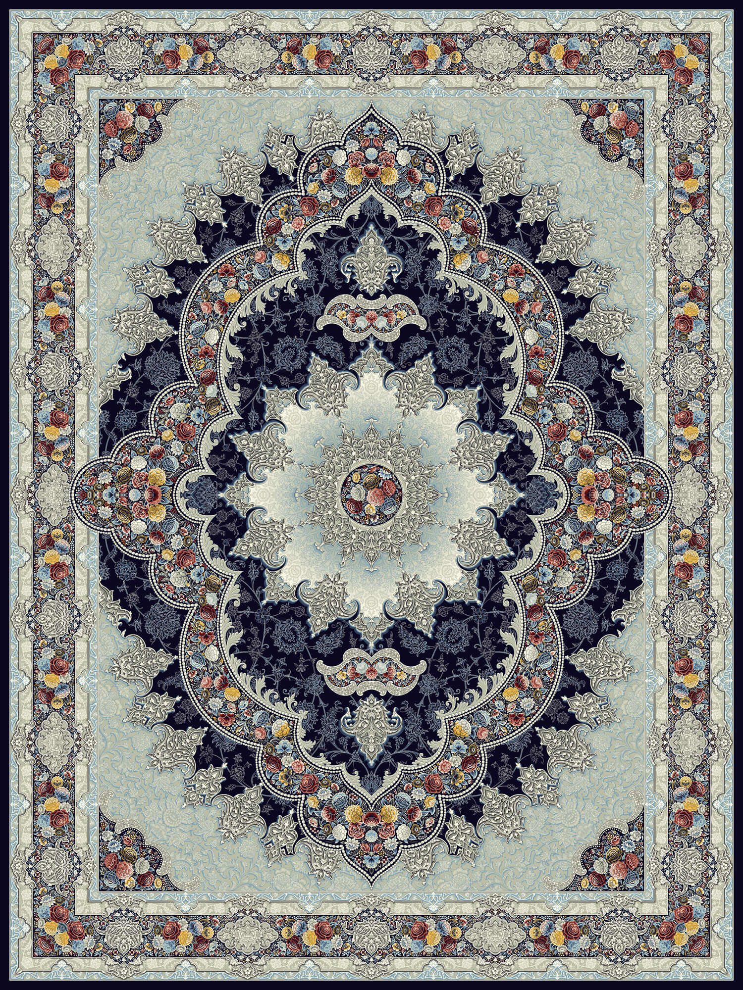 Aravan 3175 Dark Blue Traditional Rug - Quality Rugs and Furniture