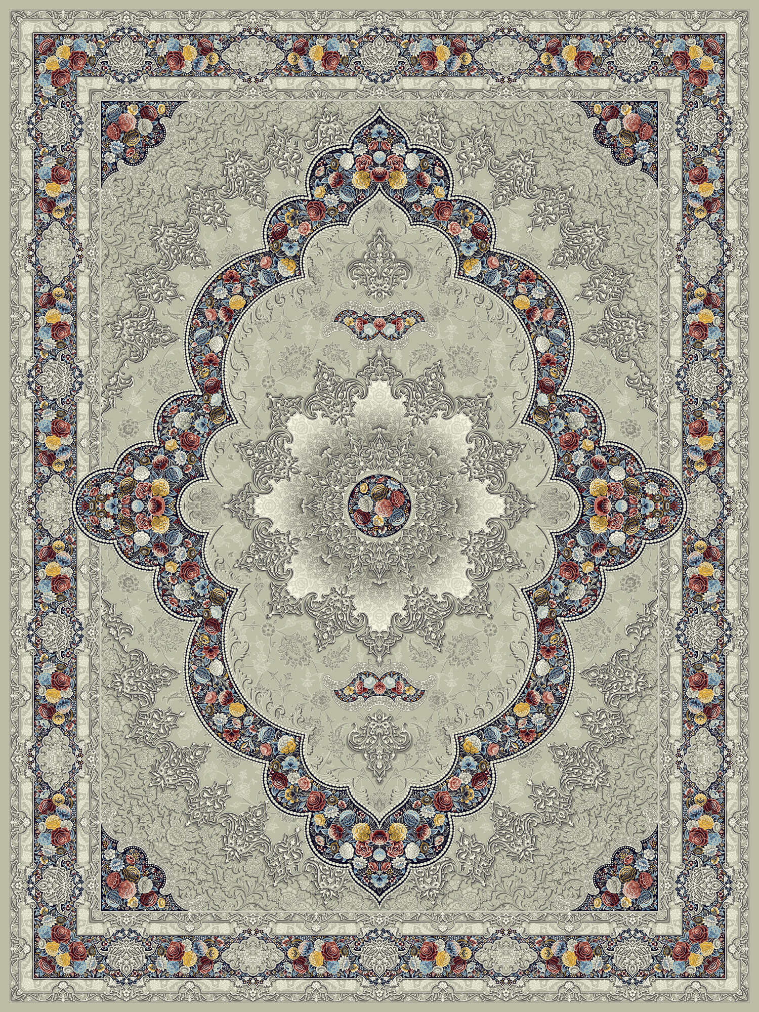 Aravan 3175 Silver Persian Traditional Area Rug - Quality Rugs and Furniture