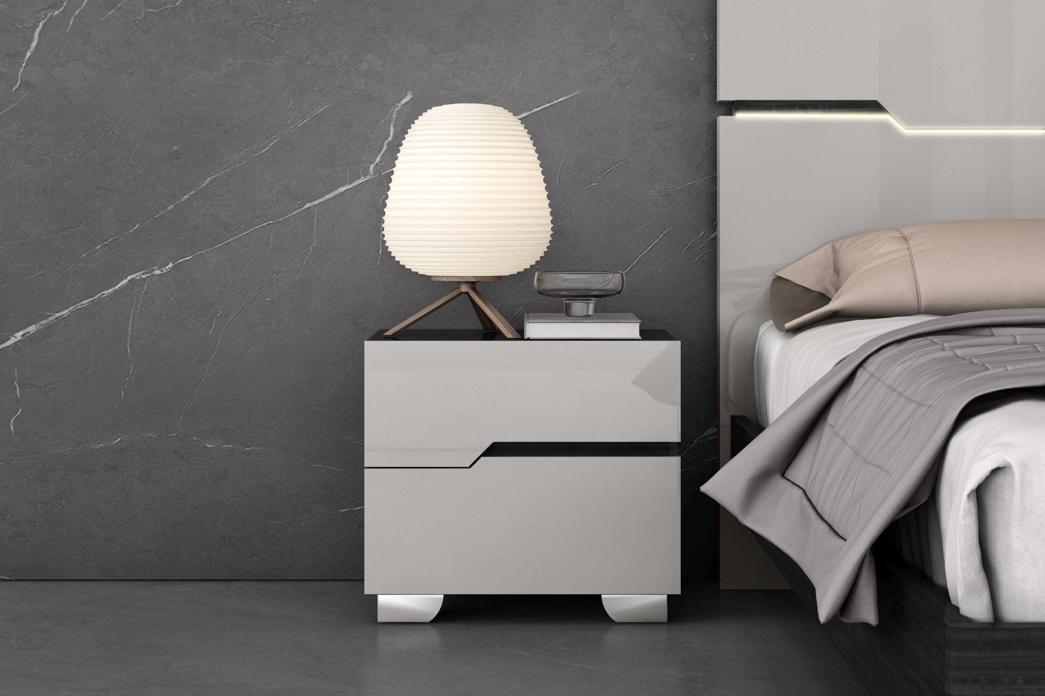 Aurora Bedroom Suite Luxury Modern Gas lift Queen Bed Grey Angley - Quality Rugs and Furniture