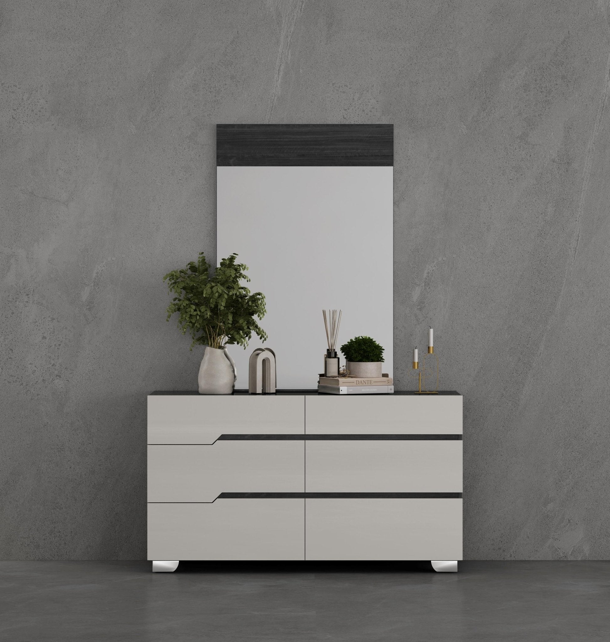 Aurora Bedroom Suite Luxury Modern Gas lift Queen Bed Grey Angley - Quality Rugs and Furniture