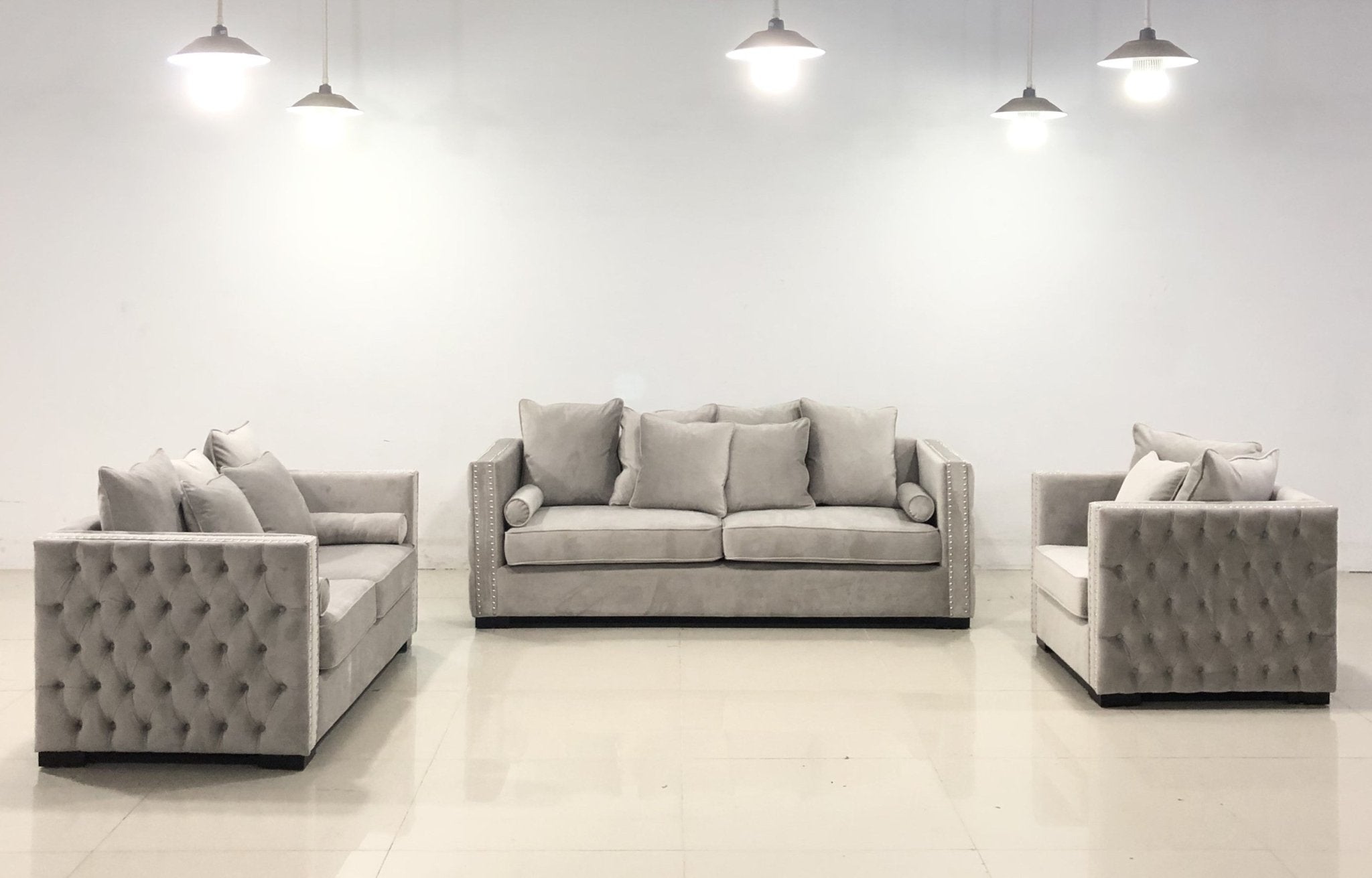 Ava Modern Velvet Sofa Set Light Brown - Quality Rugs and Furniture