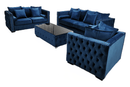 Ava Velvet Sofa Set Blue - Quality Rugs and Furniture