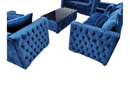 Ava Velvet Sofa Set Blue - Quality Rugs and Furniture