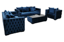 Ava Velvet Sofa Set Blue - Quality Rugs and Furniture