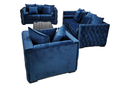 Ava Velvet Sofa Set Blue - Quality Rugs and Furniture