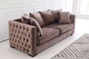 Ava Velvet Sofa Set Dark Brown - Quality Rugs and Furniture