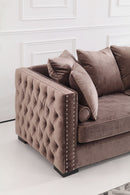 Ava Velvet Sofa Set Dark Brown - Quality Rugs and Furniture