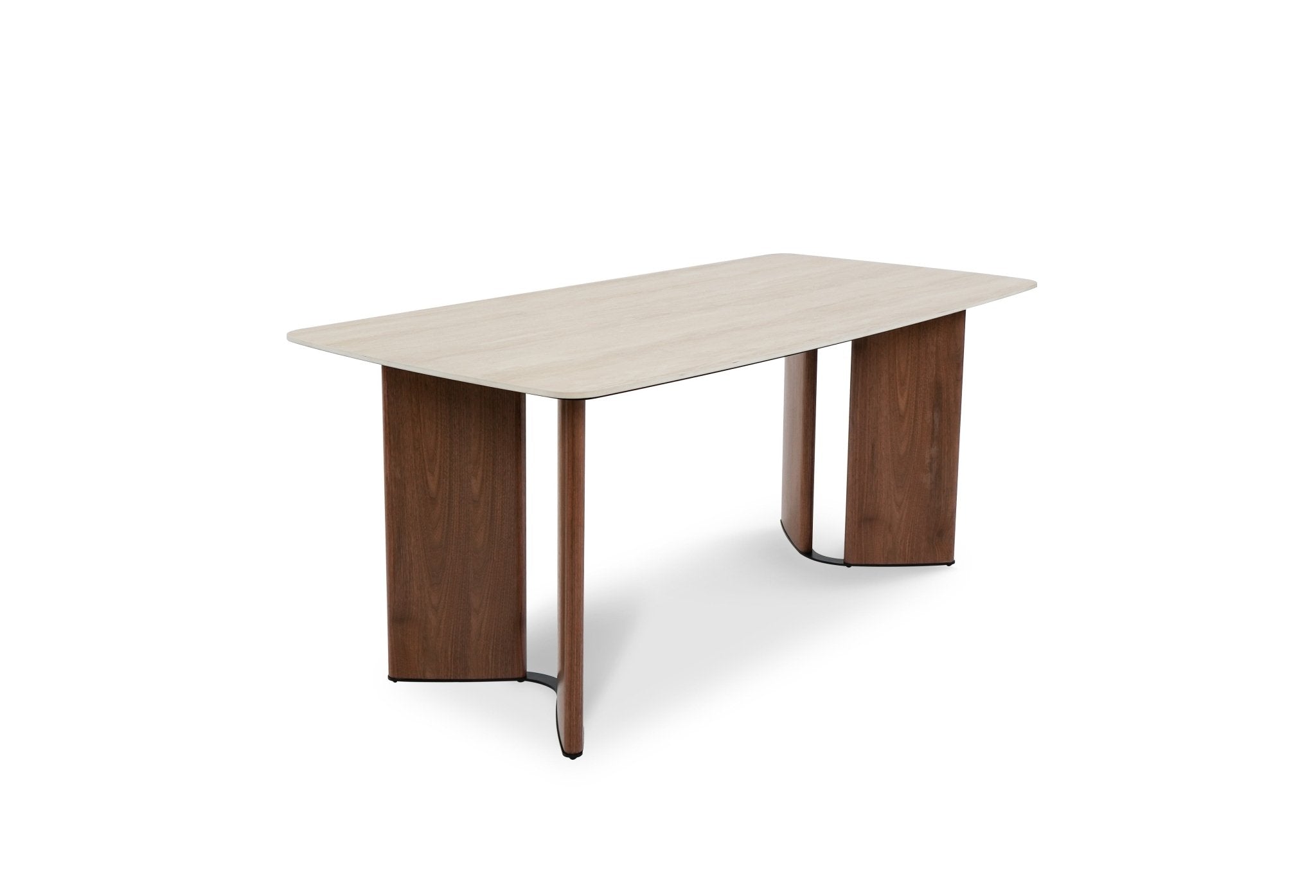Banksia Modern Dining Table Yello Ceramic Top with Walnut Legs - Quality Rugs and Furniture