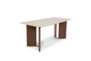 Banksia Modern Dining Table Yello Ceramic Top with Walnut Legs - Quality Rugs and Furniture