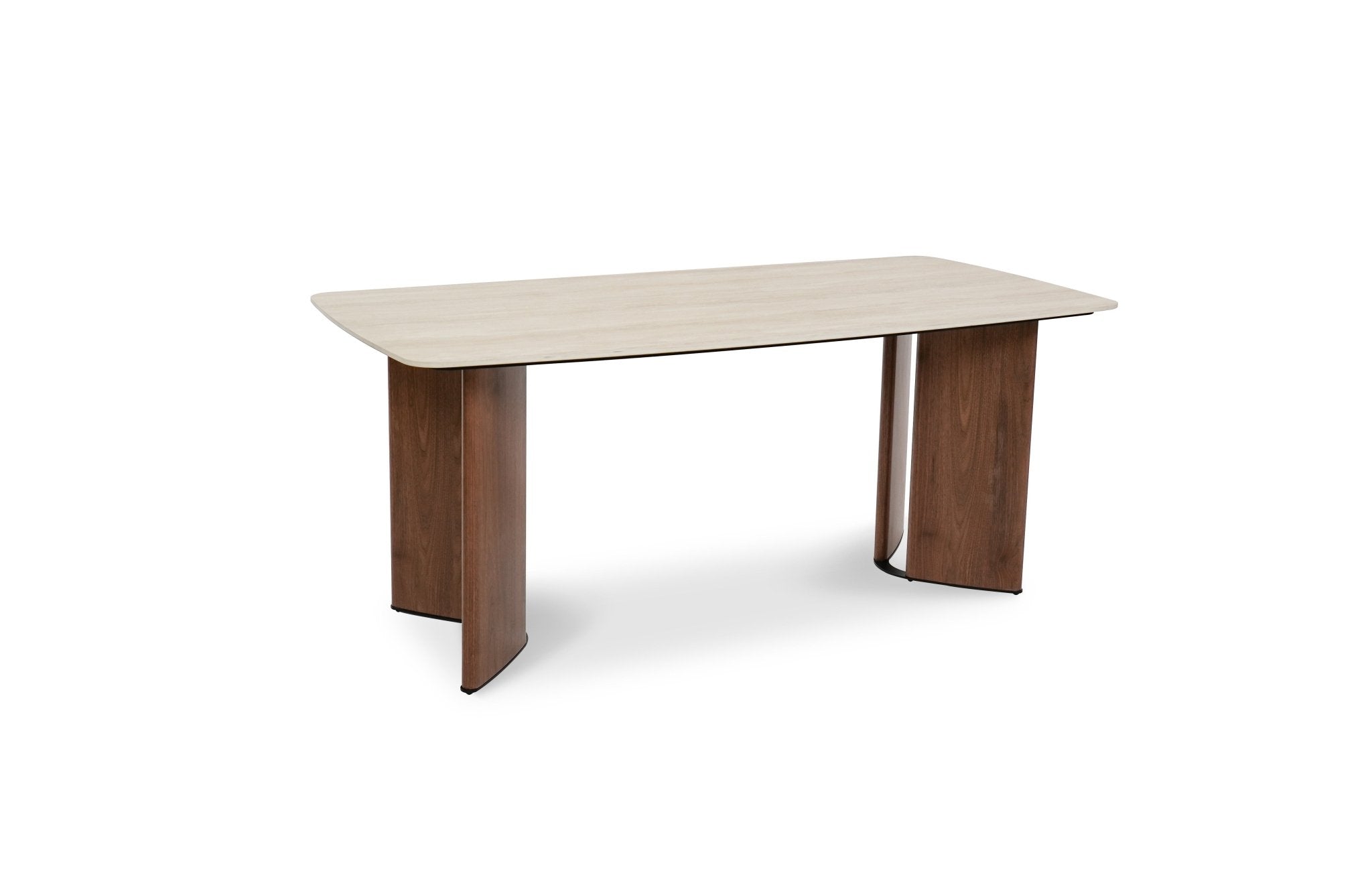 Banksia Modern Dining Table Yello Ceramic Top with Walnut Legs - Quality Rugs and Furniture