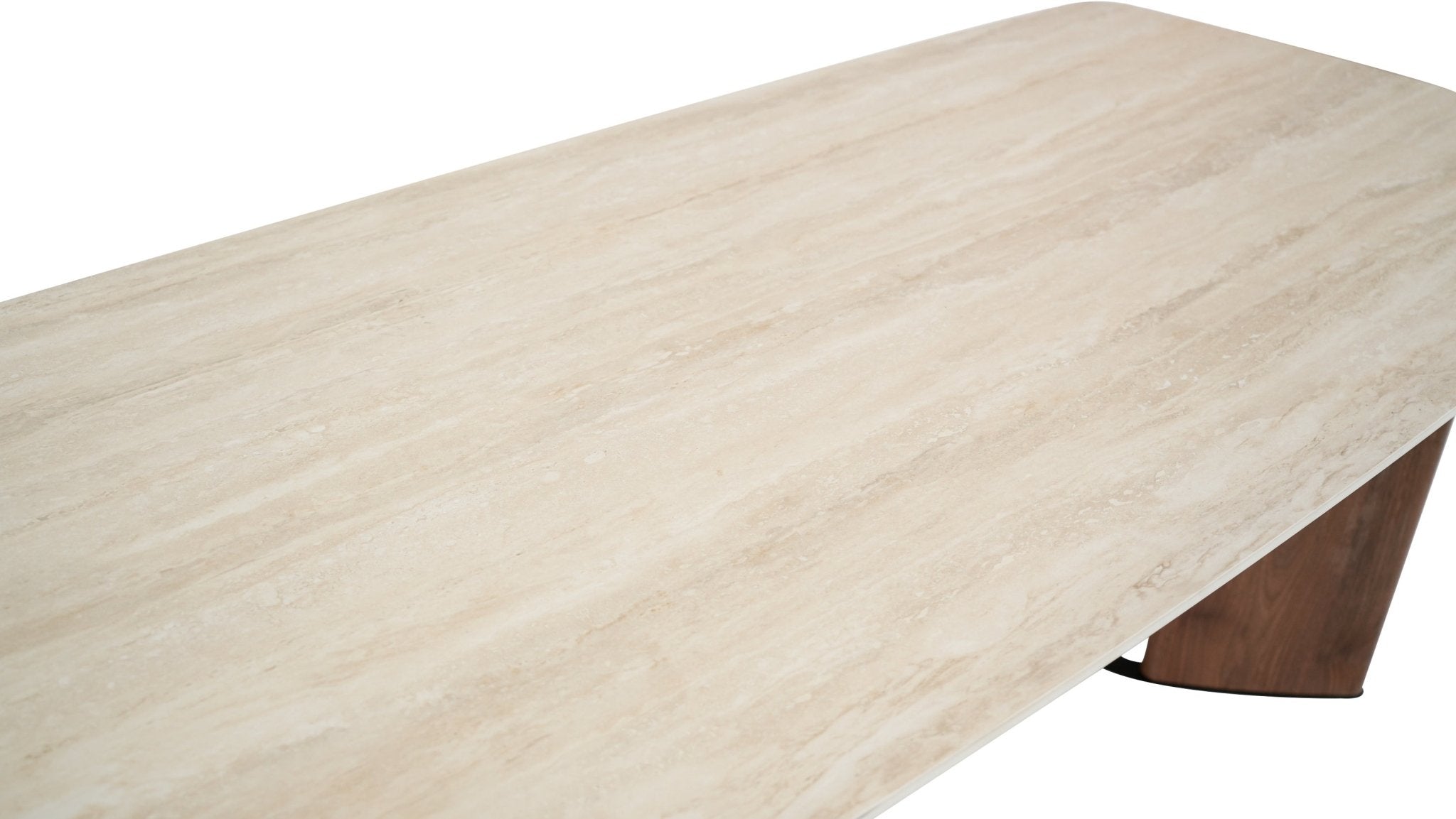 Banksia Modern Dining Table Yello Ceramic Top with Walnut Legs - Quality Rugs and Furniture