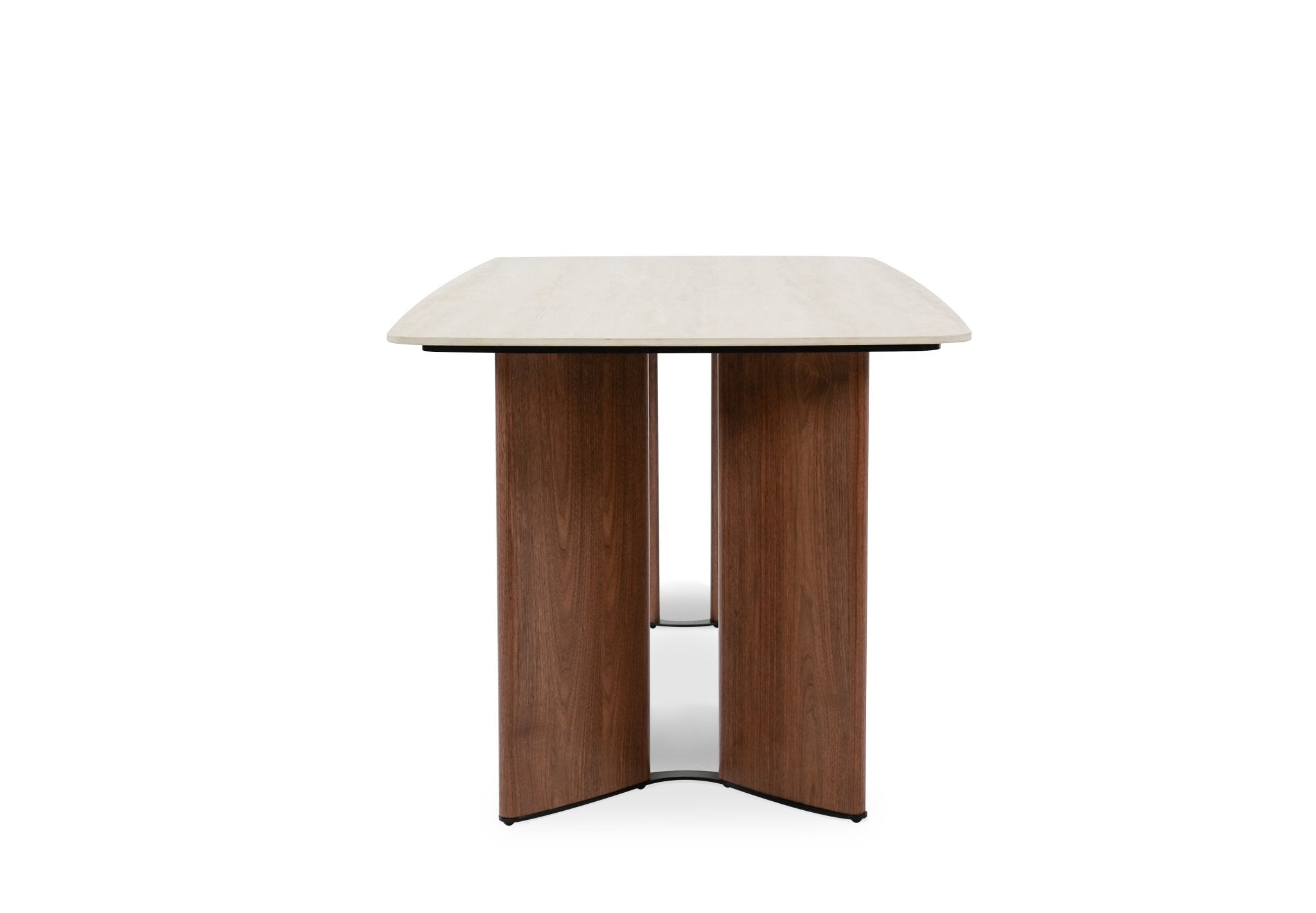Banksia Modern Dining Table Yello Ceramic Top with Walnut Legs - Quality Rugs and Furniture