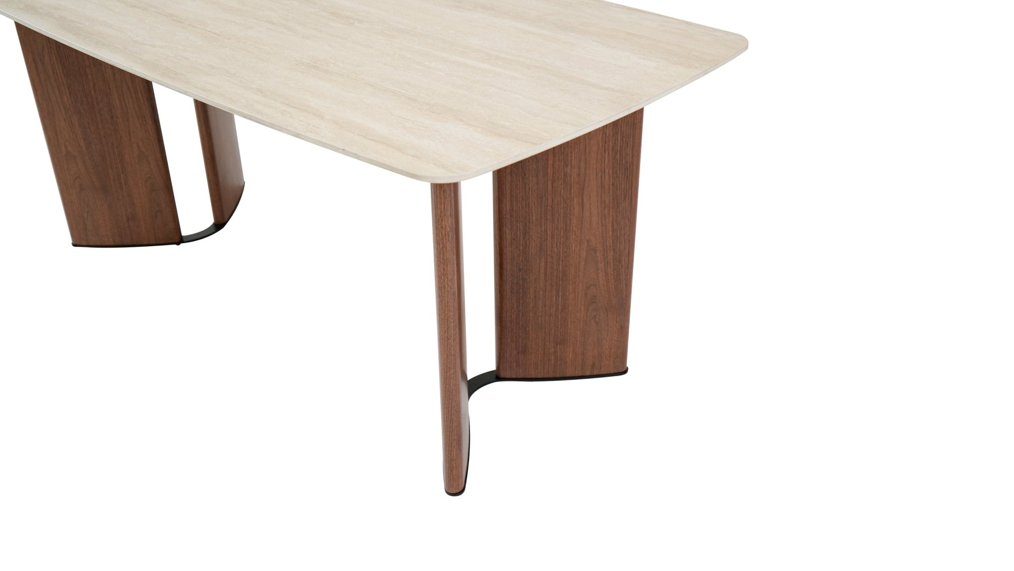 Banksia Modern Dining Table Yello Ceramic Top with Walnut Legs - Quality Rugs and Furniture