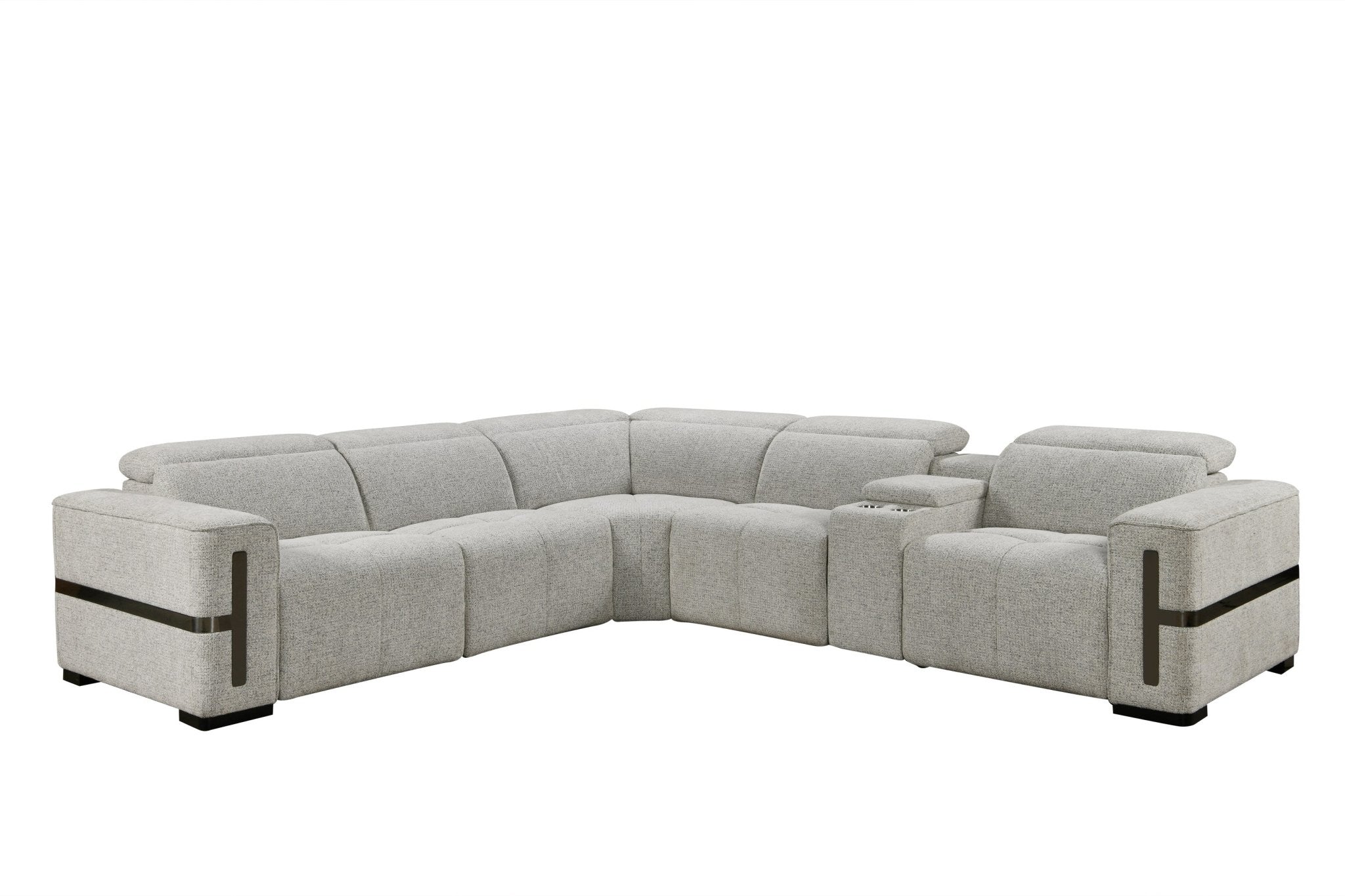 Bliss Luxury Modern Dual Electric Recliner Corner Fabric Sofa Set Grey - Quality Rugs and Furniture