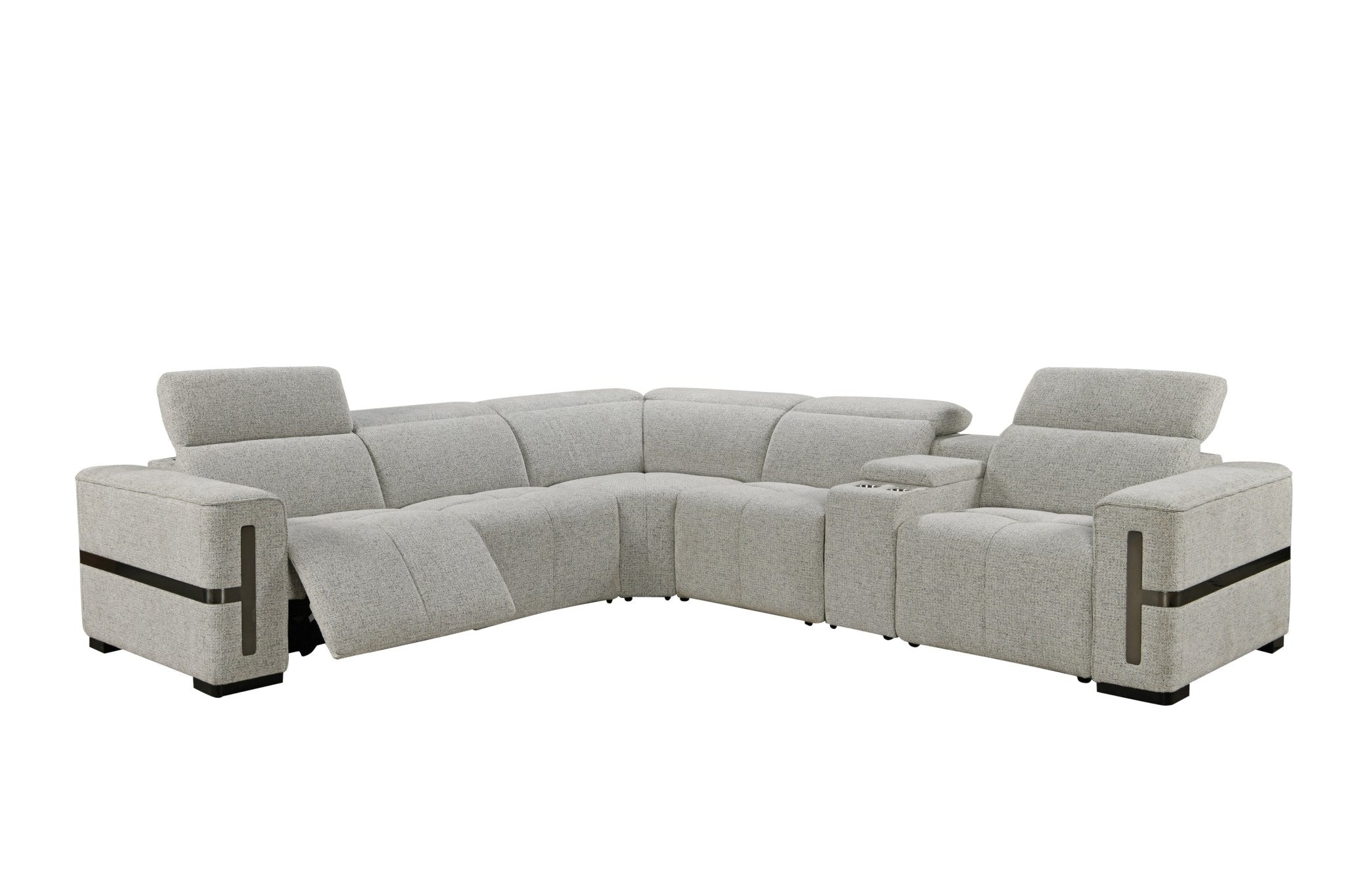 Bliss Luxury Modern Dual Electric Recliner Corner Fabric Sofa Set Grey - Quality Rugs and Furniture