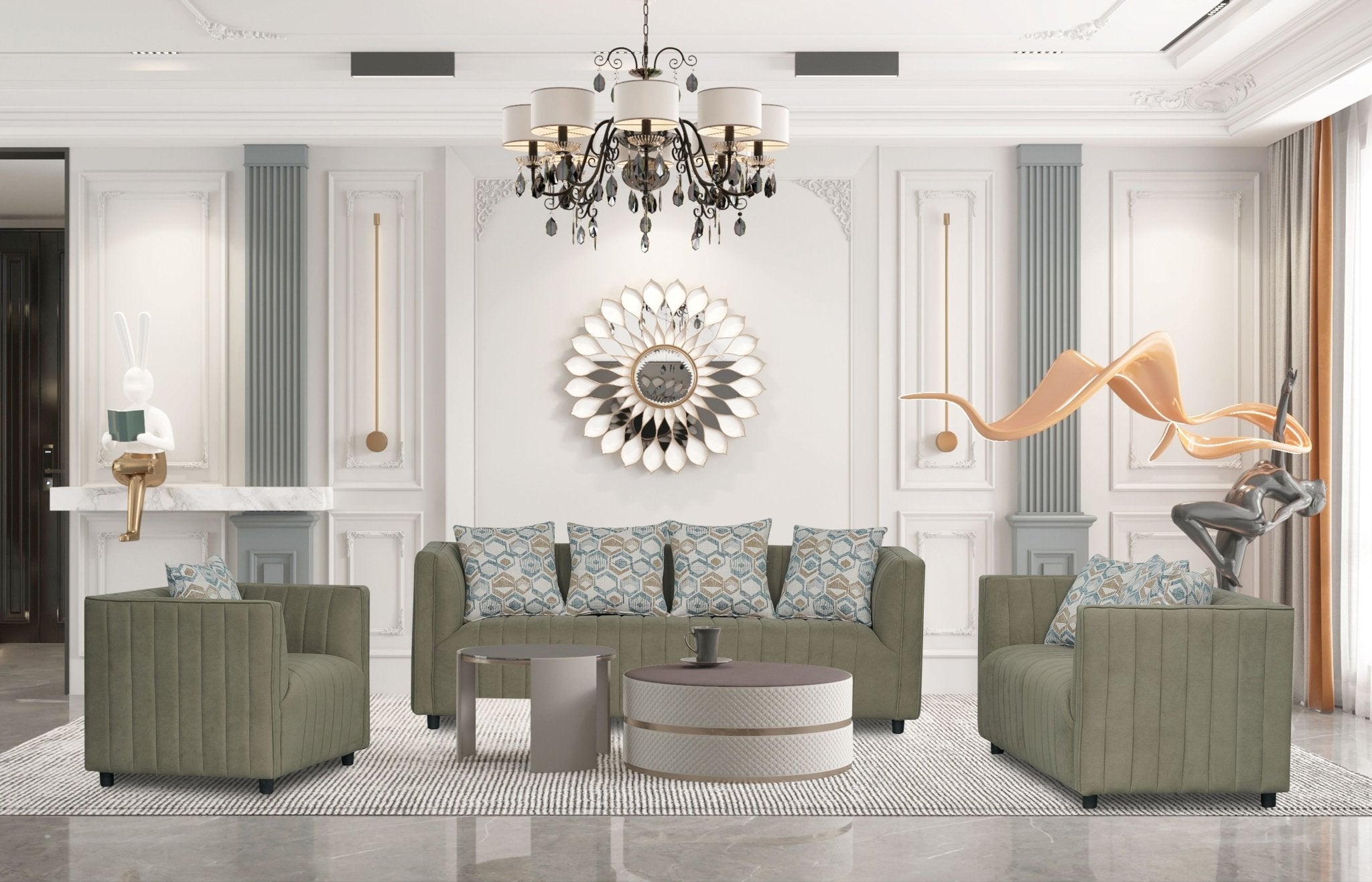 Bonddi Fabric Modern Sofa Set Pistachio - Quality Rugs and Furniture