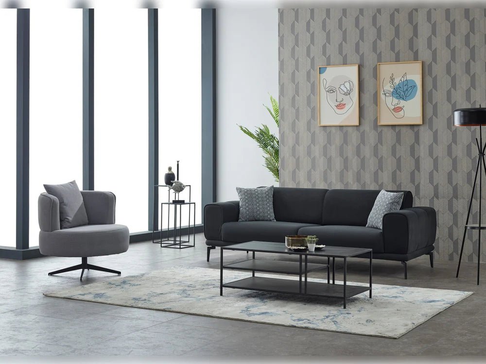 Braga Luxury Grey Velvet Sofa Set - Quality Rugs and Furniture