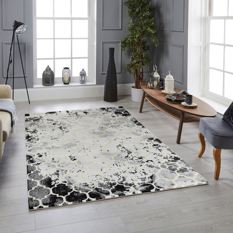 Marmaris E540A Modern Area Rug D.Grey V.Gold