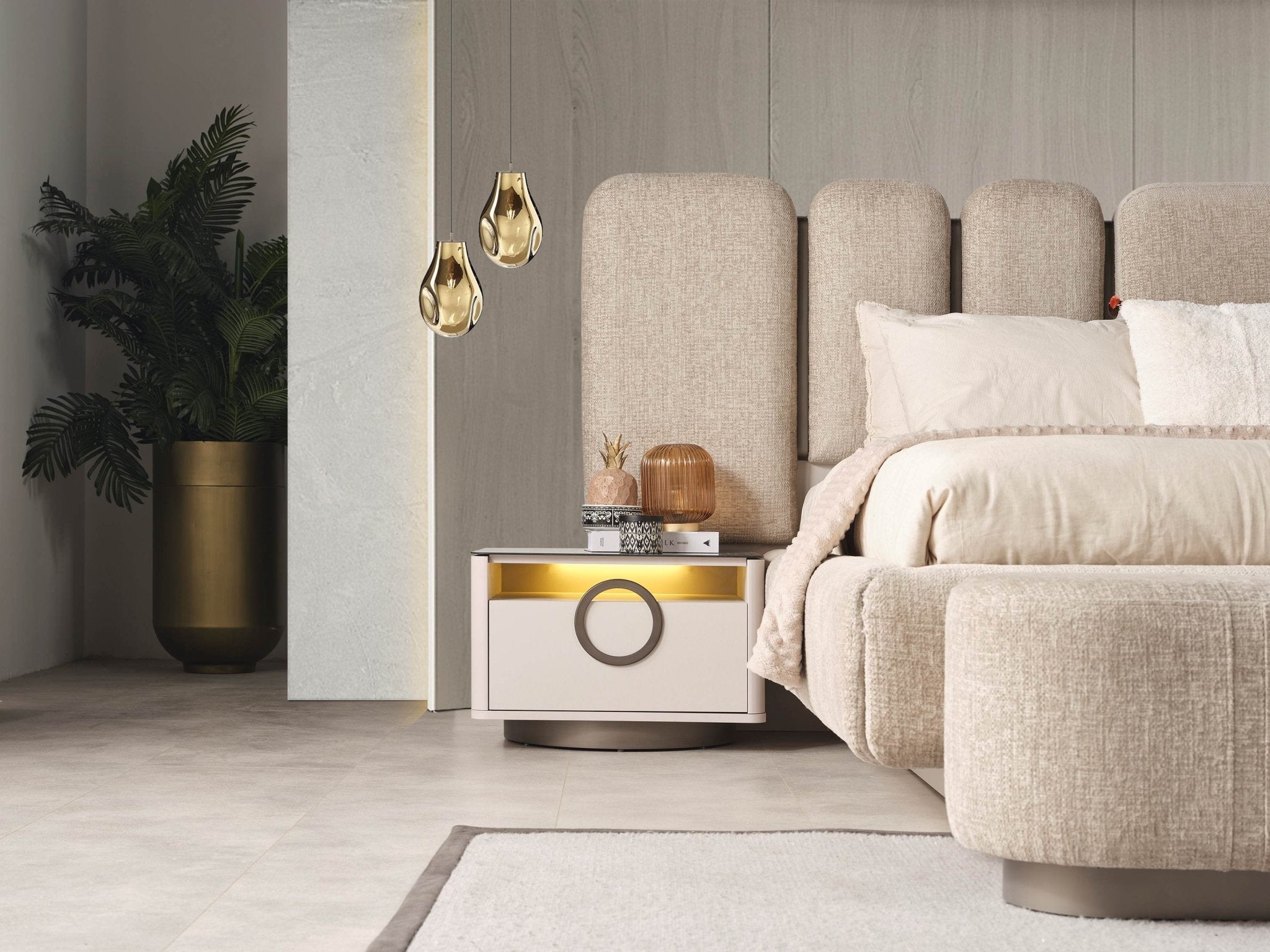Bubble Luxury Bedroom Suite Beige Modern Bed Set - Quality Rugs and Furniture