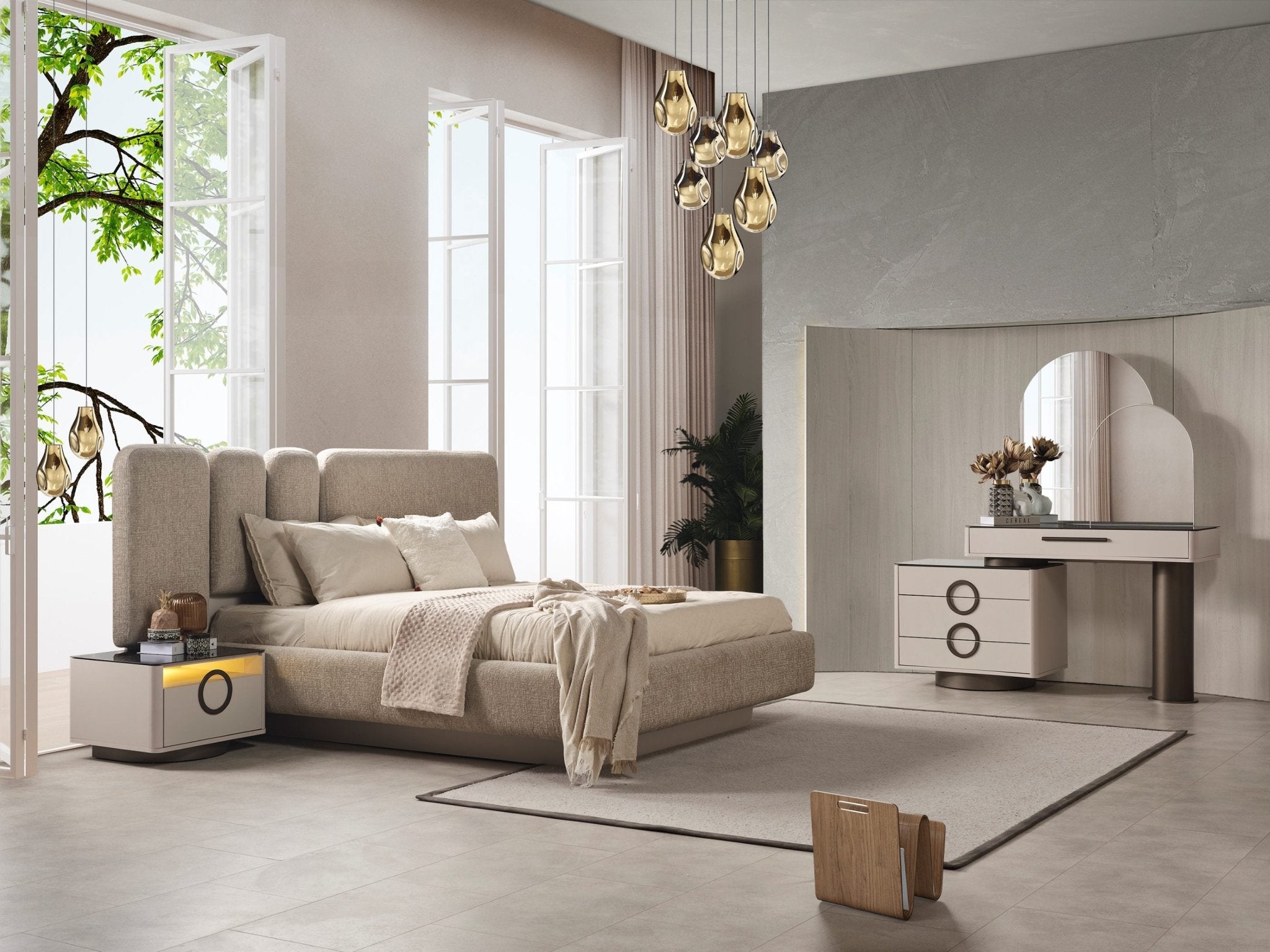 Bubble Luxury Bedroom Suite Beige Modern Bed Set - Quality Rugs and Furniture